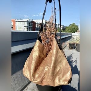 Metallic Leather Shoulder Bag with studs